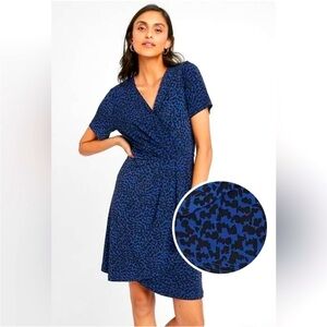 Banana Republic Wrap Dress Blue/Black Animal Print